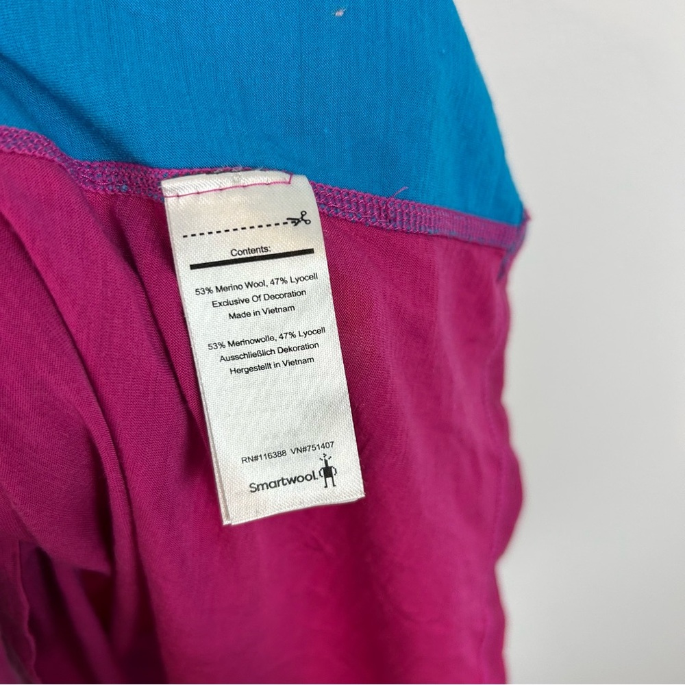 Smartwool Merino Sport 120 Short Sleeve Top Women's Size Large Blue/Pink/Yellow - Picture 5 of 8